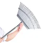 VEVOR Leaf Rake, 25 Metal Tines, Adjustable Garden Rake for Lawns with 46.5 cm Wide Head and 92.5-185 cm Long Handle, Heavy Duty