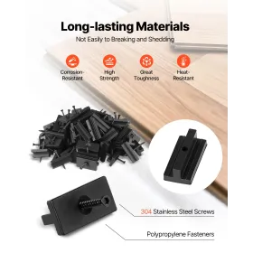 VEVOR 500PCS Hidden Deck Fasteners for Composite Decking Board, Universal Composite Clips & Plastic Hidden Fasteners with Metal 