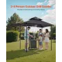 Grill Gazebo, 2.43 x 1.5 m Double-Tiered Top, BBQ Gazebo with Extra Awning, Powder-Coated Steel Patio Grill Shelter with 2 Side 