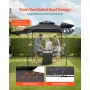 Grill Gazebo, 2.43 x 1.5 m Double-Tiered Top, BBQ Gazebo with Extra Awning, Powder-Coated Steel Patio Grill Shelter with 2 Side 