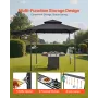 Grill Gazebo, 2.43 x 1.5 m Double-Tiered Top, BBQ Gazebo with Extra Awning, Powder-Coated Steel Patio Grill Shelter with 2 Side 