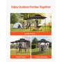 Grill Gazebo, 2.43 x 1.5 m Double-Tiered Top, BBQ Gazebo with Extra Awning, Powder-Coated Steel Patio Grill Shelter with 2 Side 
