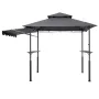 VEVOR Grill Gazebo, 2.43 x 1.5 m Double-Tiered Top, BBQ Gazebo with Extra Awning, Powder-Coated Steel Patio Grill Shelter with 2