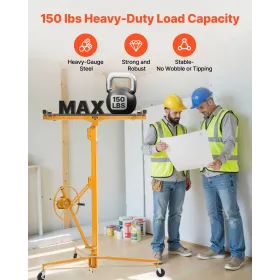 VEVOR 4877 mm Drywall Lift, Heavy-Duty 68 kg Sheetrock Hoist with Adjustable Telescoping Arm, Lockable Wheels, Drywall Lifter Pa