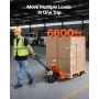 Pallet Jack, 3T Load Capacity, Manual Pallet Truck with 122L x 68.6W cm Forks for Material Handling, 85-180 mm Fork Lift Height 