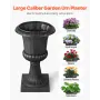 Plastic Urn Planters, 40 x 67 cm, 2 Pack Black Classic Flower Pots Front Porch Planters, Indoor & Outdoor Vase for Wedding, Part