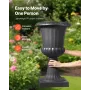Plastic Urn Planters, 40 x 67 cm, 2 Pack Black Classic Flower Pots Front Porch Planters, Indoor & Outdoor Vase for Wedding, Part