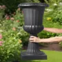 VEVOR Plastic Urn Planters, 40 x 67 cm, 2 Pack Black Classic Flower Pots Front Porch Planters, Indoor & Outdoor Vase for Wedding