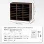 Literature Organizers, 24 Compartments Office Mailbox with Adjustable Shelves, Wood Literature Sorter 73.7 x 30.5 x 62.0 cm for 