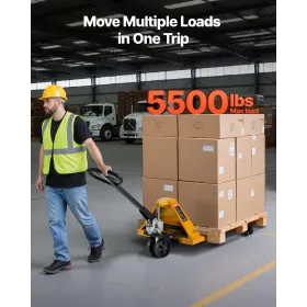 Pallet Jack, 2.5T Load Capacity, Manual Pallet Truck with 122L x 68.6W cm Forks for Material Handling, 85-180 mm Fork Lift Heigh