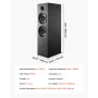VEVOR Passive Floorstanding Speaker, 2-Way, Floor-Standing Tower Speaker with 25.4 mm Tweeter, Dual 203.2 mm Woofers, 600W Peak,