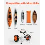 VEVOR Kayak Cart, 113.4 kg Load Capacity, Foldable Kayak Trolley with 25.4 cm Solid Rubber Tires & 1 Ratchet Strap, Paddle Board
