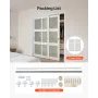 Sliding Closet Door, 1829mm (Double 940mm) x 2032 mm, 3-Lite Frosted Glass Bypass Sliding Doors with Hardware Kit, Solid Wood & 