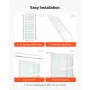 Sliding Closet Door, 1829mm (Double 940mm) x 2032 mm, 3-Lite Frosted Glass Bypass Sliding Doors with Hardware Kit, Solid Wood & 