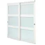 Sliding Closet Door, 1829mm (Double 940mm) x 2032 mm, 3-Lite Frosted Glass Bypass Sliding Doors with Hardware Kit, Solid Wood & 