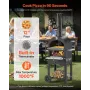 Outdoor Pizza Oven, 12" Pellet Fire Ovens, 2-Layer Pizza Oven Wood Fired, Wood Burning Outdoor Pizza-Oven with 2 Removable Wheel