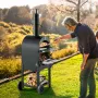 Outdoor Pizza Oven, 12" Pellet Fire Ovens, 2-Layer Pizza Oven Wood Fired, Wood Burning Outdoor Pizza-Oven with 2 Removable Wheel