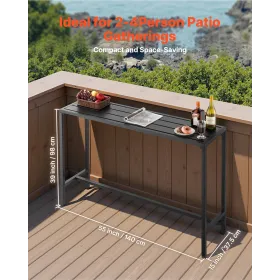 udendørs barbord, 140 x 37,5 cm gårdhave barbord, vandtæt top &