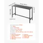 Outdoor Bar Table, 140 x 37.5 cm Patio Bar Table, Waterproof Top & Sturdy Metal Frame, Rectangle Counter Height Dining Tables, O