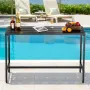 Outdoor Bar Table, 140 x 37.5 cm Patio Bar Table, Waterproof Top & Sturdy Metal Frame, Rectangle Counter Height Dining Tables, O