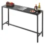Outdoor Bar Table, 140 x 37.5 cm Patio Bar Table, Waterproof Top & Sturdy Metal Frame, Rectangle Counter Height Dining Tables, O