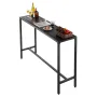 Outdoor Bar Table, 140 x 37.5 cm Patio Bar Table, Waterproof Top & Sturdy Metal Frame, Rectangle Counter Height Dining Tables, O
