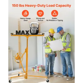 VEVOR 3353mm Drywall Lift, Heavy-Duty 68 kg Sheetrock Hoist with Adjustable Telescoping Arm, Lockable Wheels, Drywall Lifter Pan