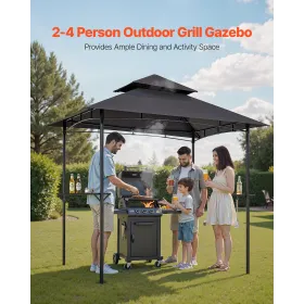 Grillpavillon, 2,43 x 1,5 m udendørs grillpavillon med