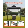Grill Gazebo, 2.43 x 1.5 m Outdoor BBQ Gazebo with Double-Tiered Roof, Powder-Coated Steel Patio Grill Shelter with 2 Side Shelv