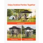 Grill Gazebo, 2.43 x 1.5 m Outdoor BBQ Gazebo with Double-Tiered Roof, Powder-Coated Steel Patio Grill Shelter with 2 Side Shelv