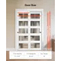 Sliding Closet Door, 1219mm (Double 635mm) x 2032 mm, 5-Lite Frosted Glass Bypass Sliding Doors with Hardware Kit, Solid Wood & 
