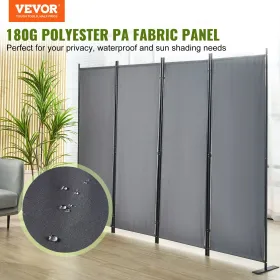 Room Divider 4-Panel Folding Privacy Screen 88.2"x11.8"x67.3" Dark Gray