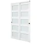 Sliding Closet Door, 1219mm (Double 635mm) x 2032 mm, 5-Lite Frosted Glass Bypass Sliding Doors with Hardware Kit, Solid Wood & 
