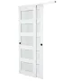 Sliding Closet Door, 1219mm (Double 635mm) x 2032 mm, 5-Lite Frosted Glass Bypass Sliding Doors with Hardware Kit, Solid Wood & 