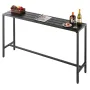 VEVOR Outdoor Bar Table, 160 x 37.5 cm Patio Bar Table, Waterproof Top & Sturdy Metal Frame, Rectangle Counter Height Dining Tab