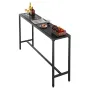 Outdoor Bar Table, 160 x 37.5 cm Patio Bar Table, Waterproof Top & Sturdy Metal Frame, Rectangle Counter Height Dining Tables, O