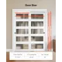 Sliding Closet Door, 1524mm (Double 787mm) x 2032 mm, 5-Lite Frosted Glass Bypass Sliding Doors with Hardware Kit, Solid Wood & 