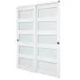 Sliding Closet Door, 1524mm (Double 787mm) x 2032 mm, 5-Lite Frosted Glass Bypass Sliding Doors with Hardware Kit, Solid Wood & 
