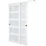 Sliding Closet Door, 1524mm (Double 787mm) x 2032 mm, 5-Lite Frosted Glass Bypass Sliding Doors with Hardware Kit, Solid Wood & 