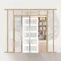 Sliding Pocket Door, 915 x 2035 mm, 5-Lite Frosted Glass Single Sliding Door with Hardware Kit, Sturdy Solid Wood & MDF Pocket D