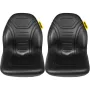 Universal Tractor Seat Replacement, Compact High Back Mower Seat Pair, Black Vinyl Forklift Seat, Central Drain Hole Skid Steer 
