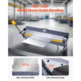 VEVOR Box and Pan Brake, 1270 mm Sheet Metal Bending Brake,16-Gauge Mild Steel Capacity, 0-135 Degree Adjustable, Metal Bender M