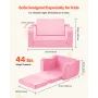 VEVOR 2-i-1 børnesofa, sammenfoldelig blød babysofa med armlæn, lavet af 28D svamp og kort luv, konvertibel småbørnsstol til