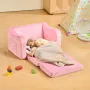 VEVOR 2-in-1 Kids Sofa, Foldable Toddler Soft Couch with Armrests, Made of 28D Sponge & Short Pile, Convertible Toddler Chair to