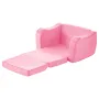 2-in-1 Kids Sofa, Foldable Toddler Soft Couch with Armrests, Made of 28D Sponge & Short Pile, Convertible Toddler Chair to Loung