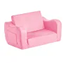 VEVOR 2-in-1 Kids Sofa, Foldable Toddler Soft Couch with Armrests, Made of 28D Sponge & Short Pile, Convertible Toddler Chair to