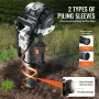 VEVOR 37.77cc Gas-Powered T Post Driver, 4-Stroke Engine Gasoline Fence Piling Pounder, with 2 Post Driving Head(55/70 mm) , 100