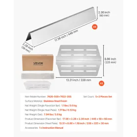VEVOR Flavorizer bars og varmeafledere, 44 cm grilludskiftningsdel, til Weber Genesis 300 Series griller, inklusive E310 E320
