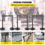 Crowd Control Stanchion, Set of 6 Pieces Stanchion Set, Stanchion Set with 6.6 ft/2 m Black Retractable Belt, Black Crowd Contro