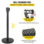 VEVOR Crowd Control Stanchion, sæt med 6 stykker Stanchion Sæt, Stanchion Sæt med 6,6 ft/2 m sort tilbagetrækkeligt bælte,